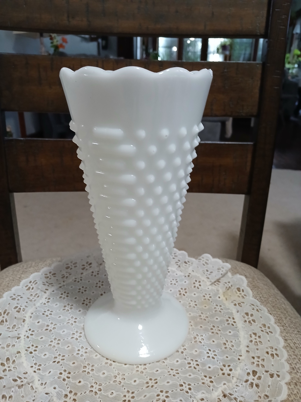Anchor Hocking White Hobnail Pedestal Vase